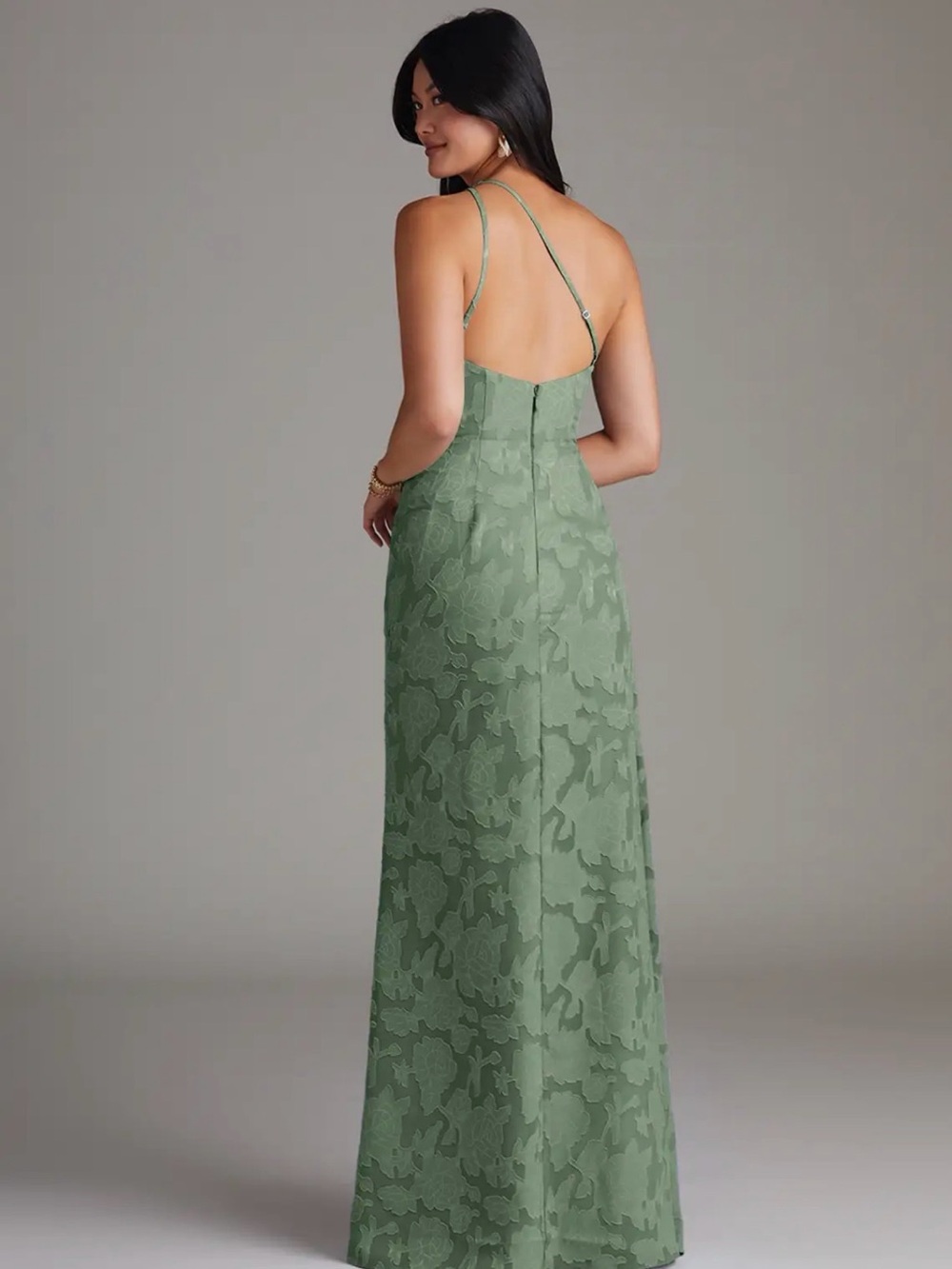 Azazie One-Shoulder Matcha Green Bridesmaid Dress - Picture 2 of 5